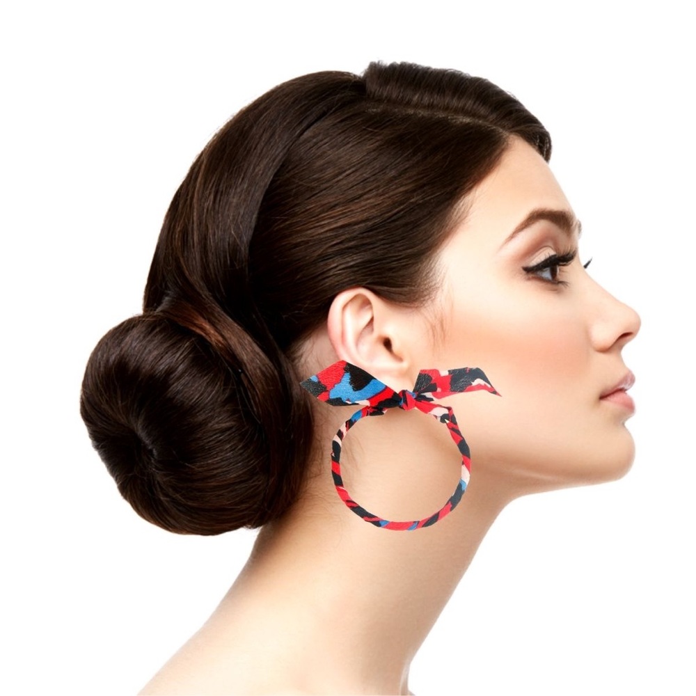 Red Print Bow Hoops